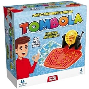 PRESTIGE & DELUXE Tombola Estrazione Automatica - Gioco tradizionale da tavolo per tutta la famiglia con tabellone e 48 cartelle + portachiave fischietto