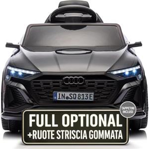 TOYSCAR Auto Macchina Elettrica per Bambini 12V Audi SQ8 e-Tron Sedile Pelle con TAPPETINI Telecomando Cintura di Sicurezza Porte Apribili (Nero)