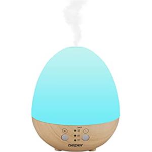 Beper P205DIF001 Diffusore di Oli Essenziali, Diffusore di Aromi,5W, Tecnologia ad ultrasuoni, Luce LED a 7 colori, Modalità Continua, Timer selezionabile, Bianco/Effetto legno