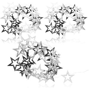 com-four® 3X Ghirlanda d'Argento con Stelle - Ghirlanda di Natale per la Decorazione dell'albero di Natale - Ghirlanda di Stelle per la Corona dell'avvento - 2 m ciascuno