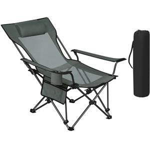 WOLTU Sedia Campeggio Pieghevole e Portatile, Schienale Regolabile, Sedia da Pesca con Poggiatesta, Capacità di Carica 150 kg, Grigio