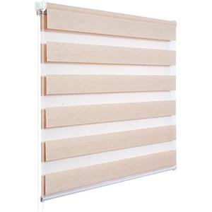 WOLTU Tenda a Rullo per interni Doppio Strato Giorno e Notte, Fissaggio a Morsetto Senza Foratura 100l x 150A cm Colore Naturale, Tenda Traslucida e Oscurante per Finestra o Porta