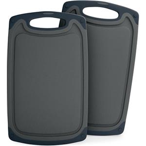 Blumtal set taglieri da cucina in plastica 25x15 cm set da 2 - tagliere da cucina plastica lavabile in lavastoviglie - set taglieri cucina senza BPA - tagliere piccolo in grigio