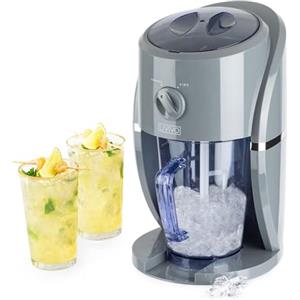 LIVIVO Tritaghiaccio elettrico con paletta per ghiaccio e grande contenitore rimovibile per fare coni di neve, miscelare granite, cocktail, frappe, tè freddo e caffè, ecc. (grigio)