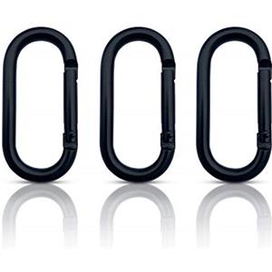 Holesto Moschettone ovale - 3 pezzi - Mini moschettone multifunzione - Moschettone portachiavi - Moschettoni piccolo in alluminio - Carabiner (Nero 66 x 33 mm)