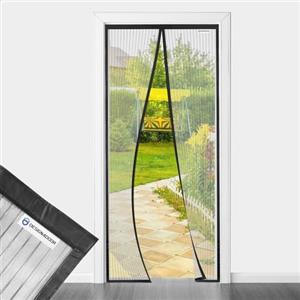 DESIGN4DOOR Zanzariera Magnetica 105 x 220 cm per Porta Finestra, Ultima Versione di Tenda Zanzariera con Magneti, Proteggete la Vostra Famiglia Dalle Zanzare, Nero