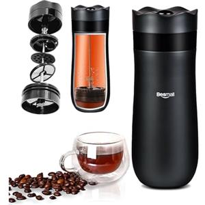 Besmall Caffettiera francese in acciaio inox Thermos Caffettiera pistone con filtri e funzione termica, Coffee, Pressofiltro French Press per caffè o tè, campeggio.