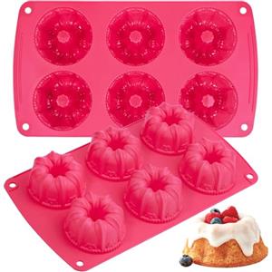 webake 2 Pz Stampo per Ciambelle Stampi per Torte in Silicone Kugelhopf Flauto Antiaderente Muffin Pan per Dolci, Cioccolato, Muffin, Torta, Tortini