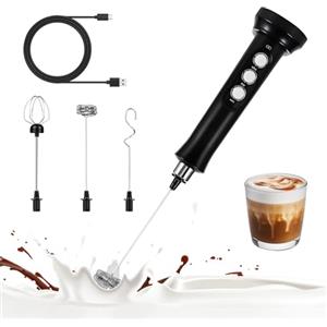 Trywise Montalatte elettrico a mano, montalatte elettrico ricaricabile, mixer per bevande a 3 velocità, adatto per montalatte per caffè, cioccolata calda, cappuccino