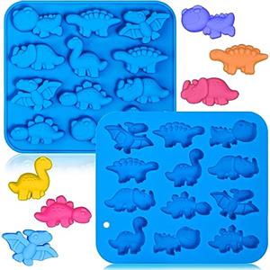Webake Dino Stampo per cioccolatini in silicone, 2 pezzi, per cioccolatini, cioccolatini, caramelle, gelatina