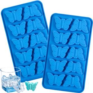 Webake Stampo in Silicone a farfalla 2 pezzi 10 cavità Farfalla Ice Cube Tray Stampi a forma di farfalla Vassoi riutilizzabili per cubetti di ghiaccio Sapone Cupcake decorazione