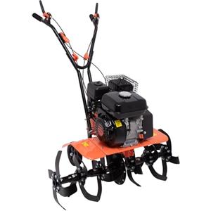 Boudech Tukang 212 - Motocoltivatore per Orto a Scoppio a Benzina 4 tempi 6.1HP Motore 212cc con 6 Frese Ø40 cm 24 lame Larghezza di lavoro 34-62-85 cm Profondità di lavoro 40 cm