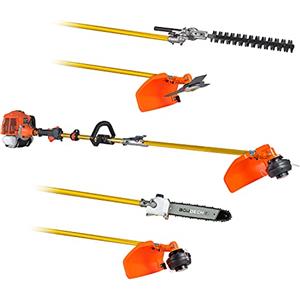 BOUDECH Moster-620 Decespugliatore a Scoppio 62CC con Design modulare e Kit Multifunzione 5 in 1: Motosega, Tagliasiepe, Tosaerba e Tagliabordi.