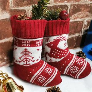 DaMaiTeMa Calze Natalizie da Appendere Set di 2, Calza Natale Befana Vuota Personalizzata Piccole Calze Vuote da Riempire Rosso Maglia, Bambina Regalo Calzini Camino Personalizzate Albero Natale Decorazioni