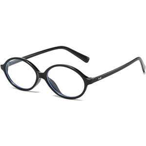 LJCZKA Retrò Occhiali Anti Luce Blu Ovale Donna,Rotondi Piccoli Occhiali Filtro Luce Blu Occhiali Con Lenti Trasparenti Antiriflesso per Gaming Reading Computer (NeroTrasparente)