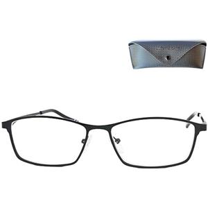 Mini Brille - Occhiali Anti Luce Blu con Lenti Rettangolari, Stile Eleganti, Custodia in Omaggio, Montatura Quadrati in Acciaio Inox (Nero), Computer Occhiali da Lettura Uomo e Donna + 1.0 Diottrie