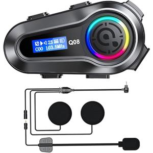 OBEST Interfono Cuffie per Motocicletta, Casco da Moto Bluetooth 5.3 Cuffie, Cancellazione del Rumore con Altoparlanti Hi-Fi, Condivisione di Musica, Intercom Adatto per Equitazione Bicicletta, Sci