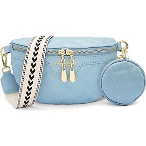 HNOOM Piccola Borsa a Tracolla Donna - Borsa Mano PU Pelle con Portamonete Staccabile,Messenger Crossbody Bag,Borsa a Spalla con Tracolla Ampia Regolabile e Rimovibile (A-Blu)