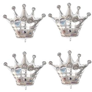 LEEMASING 4 palloncini giganti a forma di corona grande, per ragazze, principessa, bambini, feste di compleanno, matrimoni, Halloween, decorazioni per feste di Natale (Argento)