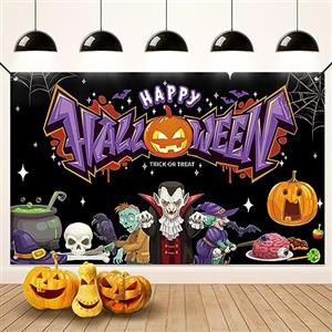 Koliphy Decorazioni Halloween, Viola Sfondo Striscione di Halloween, Striscione Happy Halloween per festa di Halloween, Ideale per Casa, Giardino, Interni ed Esterni, 70,8 x 43,3Inch