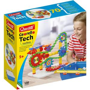 Quercetti Georello Toolbox - Giocattolo Multicolore per Costruzioni Tridimensionali con Ingranaggi e Reazione a Catena