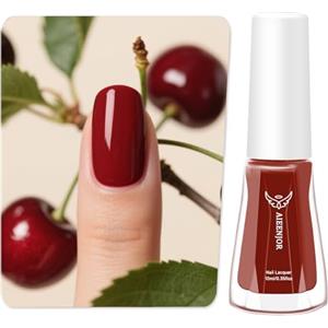 Aieenjor Smalti per Unghie Rosso Marrone, Smalto per Unghie ad Asciugatura Rapida, Smalto Unghie Lunga Durata 10ml, Nail Art per Salone Unghie