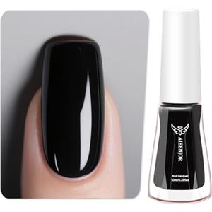 Aieenjor Smalti per Unghie Nero, Smalto per Unghie ad Asciugatura Rapida Smalto Unghie Lunga Durata 10ml Nail Art per Salone Unghie