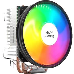 Mars Gaming MCPUARGB, Dissipatore CPU RGB, 2 Heatpipes HCT, TDP 130W, Ventola PWM Silenziosa, Nero
