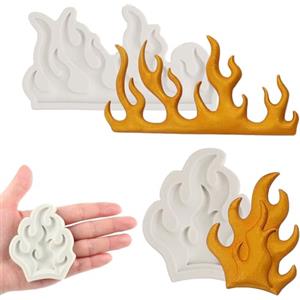 LINGJIA 2 Pezzi Stampi in Silicone per Dolci, Stampo del Fondente della Fiamma, Decorazione 3D della Fiamma, Stampo del Cioccolato, per la Decorazione della Torta, Fabbricazione dell'artigianato