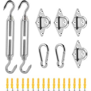 DODUOS 40 Pezzo Kit di Fissaggio per Tenda da Sole, Set Di Montaggio per Tende da Sole in Acciaio Inox, Kit Fissaggio Tenda a Vela, Kit Fissaggio Vela Ombreggiante per Vele Parasole e Tende, Ombra