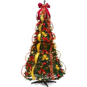 Wintem - Albero Slim di Natale Richiudibile Pop-up 150 cm con 100 Luci LED Calde Integrate, Design Salvaspazio, Montaggio Rapido e Facile da Riporre, Ideale per Decorazioni Natalizie Eleganti