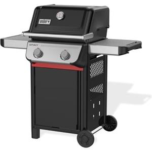 Weber Spirit E-210 barbecue a gas, 2 bruciatori, 51 x 46 cm superficie di cottura, griglia di mantenimento, termometro integrato, 2 ruote - Nero/Argento (1500835)