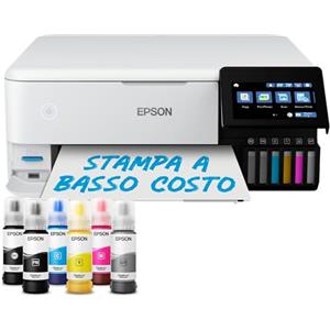 Epson EcoTank ET-8500 Stampante Multifunzione(Copia, Scansiona, Stampa) in Formato A4, 6 Colori, Stampa Fotografica Duplex, Gestione dei Supporti a 5 Vie, WiFi, Ethernet, Display