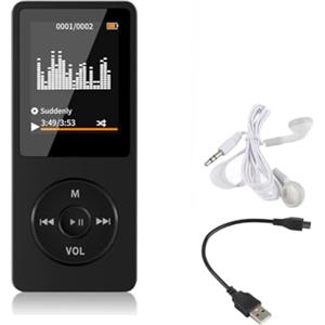 Agatige Lettore Mp3 MP4 per bambini, lettore musicale multimediale portatile LCD sottile da 1,8 pollici con riproduzione video, radio FM, registratore vocale, supporta espansione fino a (Black)