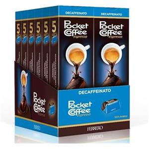 Ferrero 12 x POCKET COFFEE ESPRESSO DECAFFEINATO 5 CIOCCOLATINI PRALINE CAFFE' LIQUIDO