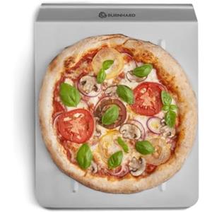 BURNHARD Pala per pizza in acciaio inox BURNHARD® Design robusto, Ottimizzata per pietre refrattarie, Uso con una mano, Perfetta per forno e grill - Pala per pizza in acciaio inox