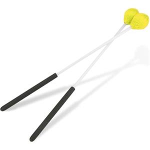 Agatige Bacchette per marimba, bacchette a testa in lana Bacchette per percussioni Bacchette per campane Bacchette per xilofono in gomma per xilofono, carillon, blocco di legno, glockenspiel e campane(GIALLO)