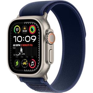 Apple Watch Ultra 2 GPS + Cellular 49 mm Sportwatch con robusta cassa in titanio Naturale e Trail Loop Azzurro - M/L. Fitness tracker, GPS di precisione, tanta autonomia, luminoso display Retina
