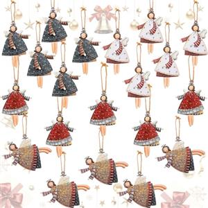 PANYI 20 Pezzi Decorazioni Natalizie Angeli Ciondoli Natalizi Angioletti Natalizi in Legno Decorazioni per l'albero di Natale, Riempimenti per il Calendario Dell'avvento 8 * 6CM