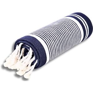 o-day Telo Mare Cotone Fouta 170x90 cm - Asciugamano Mare Cotone Leggero per Spiaggia, Lettino, Viaggio, Uomo Donna, Righe, Salvaspazio (Righe Blu)