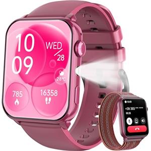 IOWODO Smartwatch Uomo Donna,Orologio Fitness con Chiamate,1.91" Smart Watch Monitor del SpO2/ Sonno,24H Cardiofrequenzimetro,100 modalità Sportive,Fitness Tracker per Android iOS(Claret)