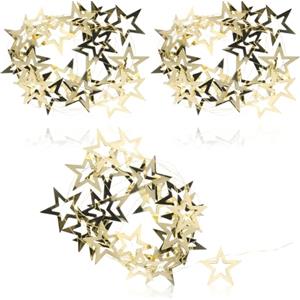 COM-FOUR® 3x ghirlanda color oro con stelle - ghirlanda di Natale per le decorazioni dell'albero di Natale - ghirlanda di stelle per la corona dell'Avvento - 2 m ciascuno