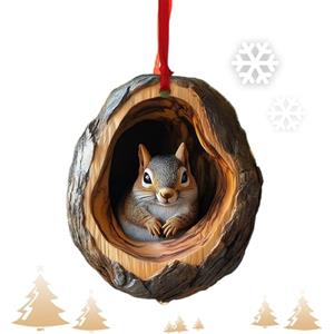 Ekukeon Decorazione per Albero di Natale in Acrilico, Ornamento Natalizio Cartone Animato, Ghirlande 2D per Albero di Natale, Decorazione Murale Realistica di Animali, Procione, Gufo, Scoiattolo, Riccio