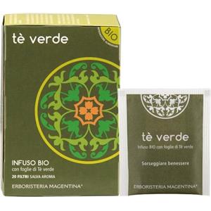 Erboristeria Magentina Infuso di Tè Verde Bio - 20 Filtri da 30 g, Drenante e Antiossidante