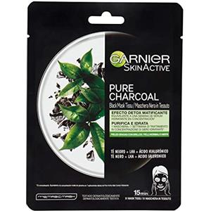 Garnier Maschera in Tessuto Pure Charcoal, Idratante per Pelli Normali o Miste, 28 g (Pack of 4)