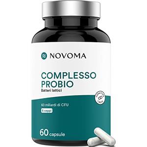 NOVOMA Complesso Probio, Formula Probiotici per la Flora Intestinale, Fermenti Lattici 60 Miliardi di CFU, 6 Ceppi Batterici, 90 Capsule Gastroresistenti, Prodotto in Francia
