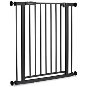 hauck Open N Stop 2, Nero - Cancelletto per Bambini e Cani Senza Estensione - Larghezza Regolabile da 75 a 80 cm, Alto 77 cm, Apribile con una Mano in Entrambe Direzioni, Solo per Uso Interno