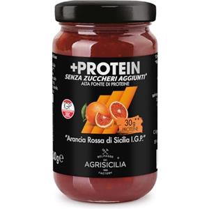 Agrisicilia +Protein Marmellata di Arancia Rossa Siciliana I.G.P. alta fonte di Proteine e senza zuccheri aggiunti con frutta di alta qualità vasetto da 240 grammi ottima per colazione e merenda