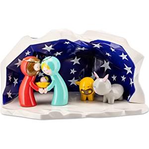 Alessi Happy Eternity AGJ01 W - Presepe di Design in Porcellana Decorata a Mano con Statuine della Sacra Famiglia, 5 Pezzi