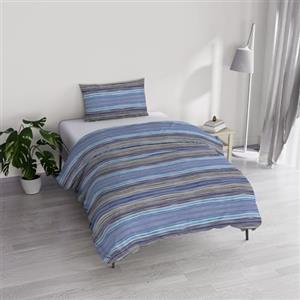 Italian Bed Linen Set Copripiumino Singolo Cotone River, lavorato in Italia - Parure Copri Piumino - Sacco Piumone 150x200cm con Doppia Patella e Federe Cuscino (Singolo, rio blue)